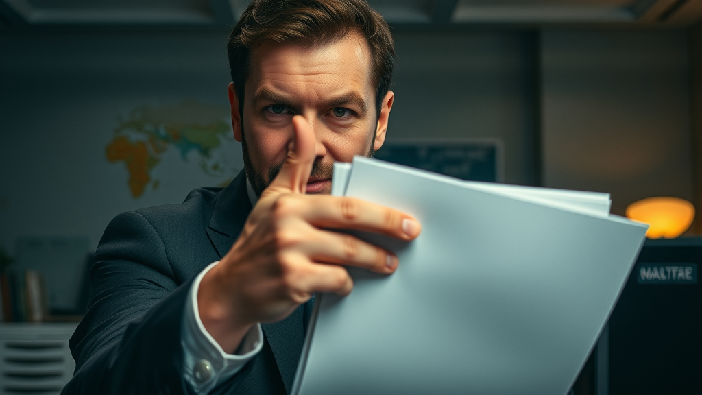 untrustworthy business transfer agent hiding documents, illustrating lack of transparency in business transfers