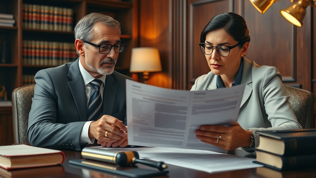 client and attorney reviewing a real estate broker fee contract for negotiation and legality
