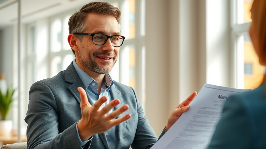 Confident real estate agent explaining commission fees to seller and buyer, showing understanding of who pays real estate broker fees