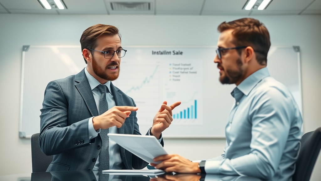 financial advisor explaining installment sale tax implications to business owner