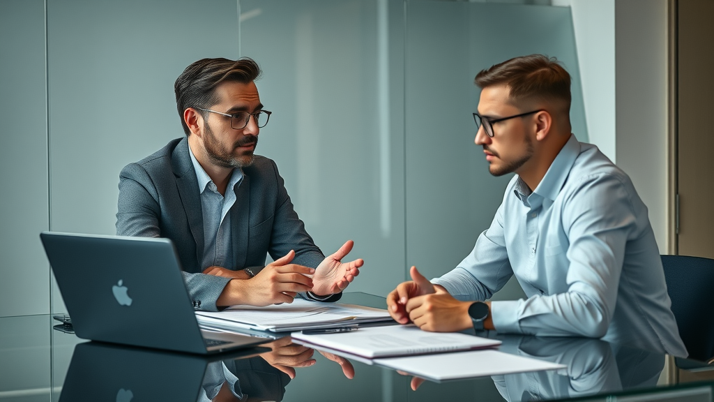 selling a business small business owner and buyer negotiating sale in modern office