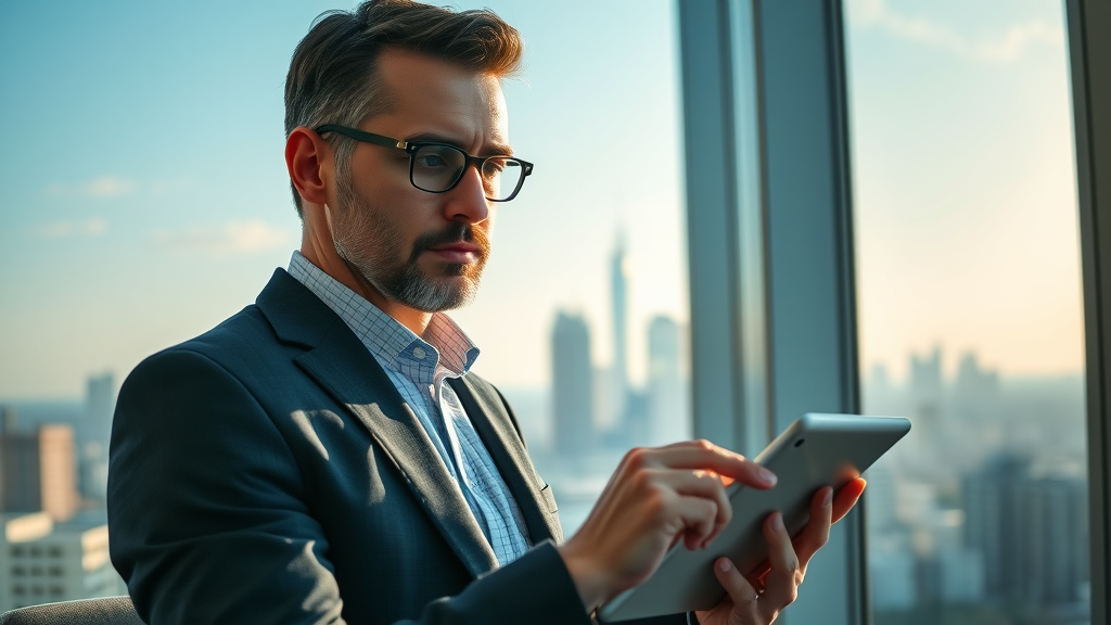 Business owner planning exit strategy and reviewing business growth charts for sale