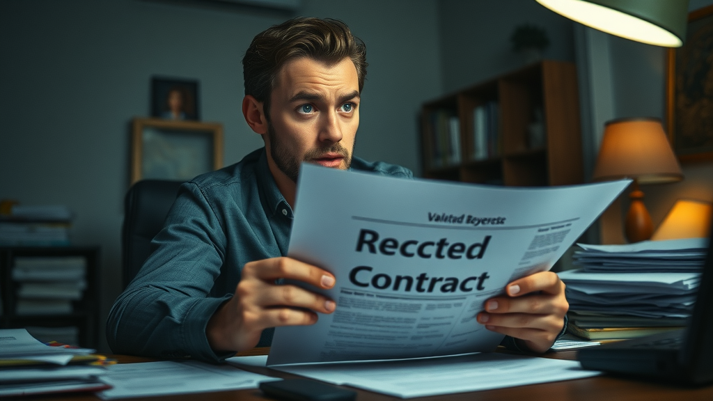 Stressed first-time buyer frustrated by losing the deal on a business acquisition