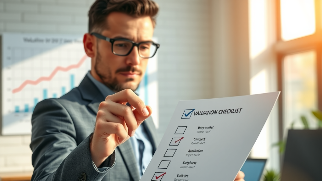 business valuation motivated owner checking off valuation checklist with growth charts