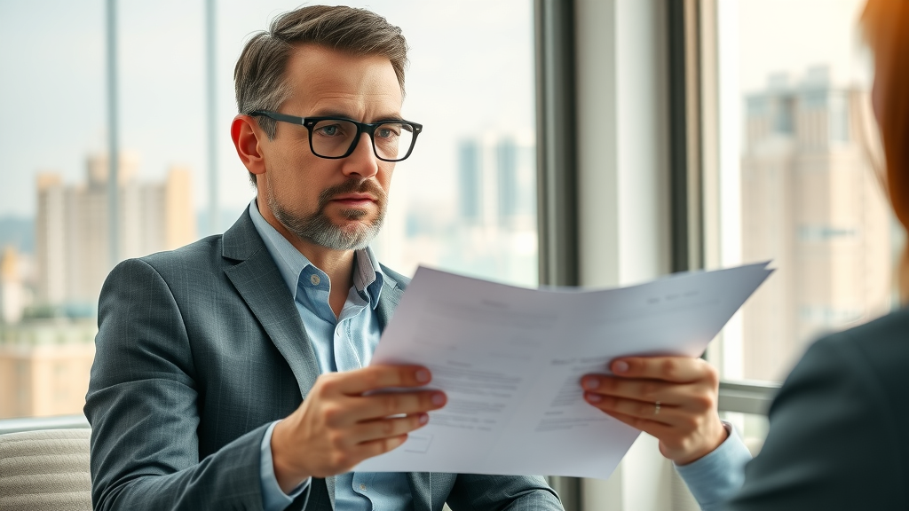 skeptical buyer reviewing claims of business owner before buying