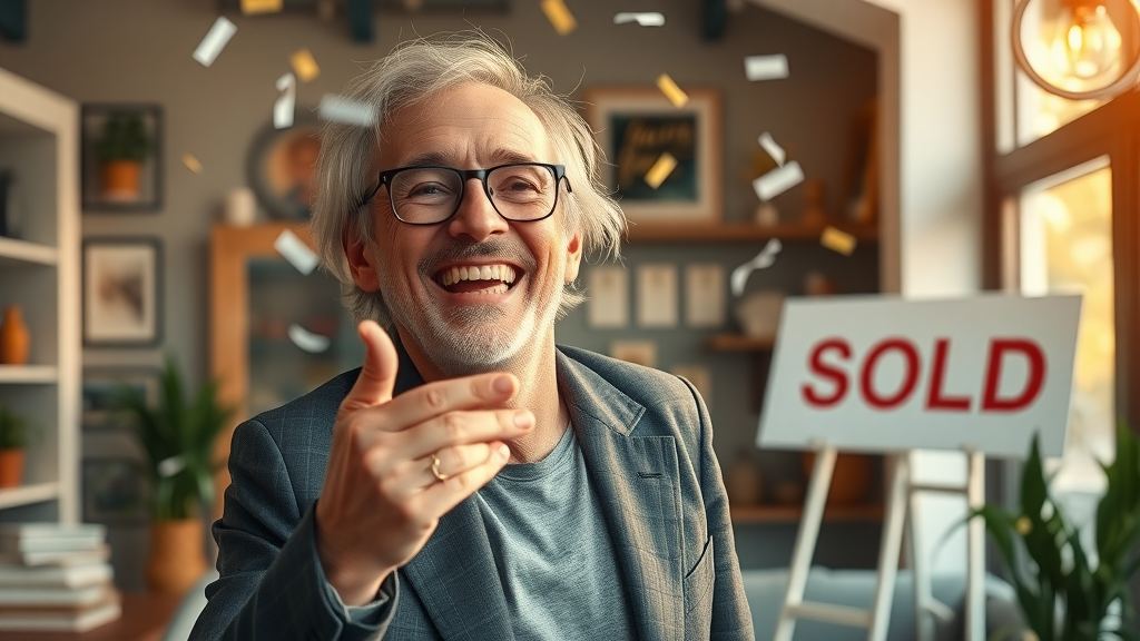 Successful former business owner celebrating a small business sale with a