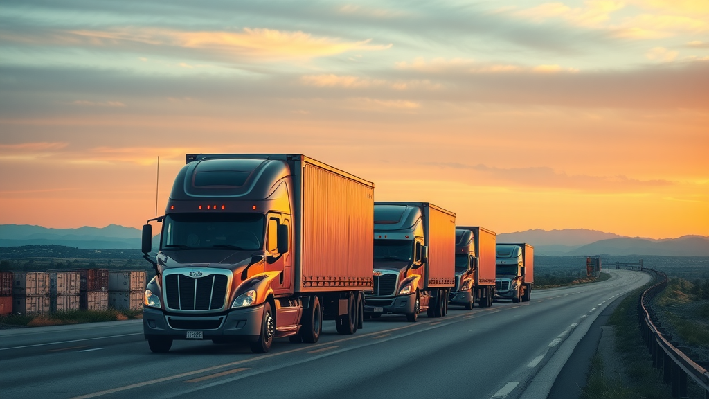 tariff shock-modern cargo truck convoy hauling containers supply chain highway