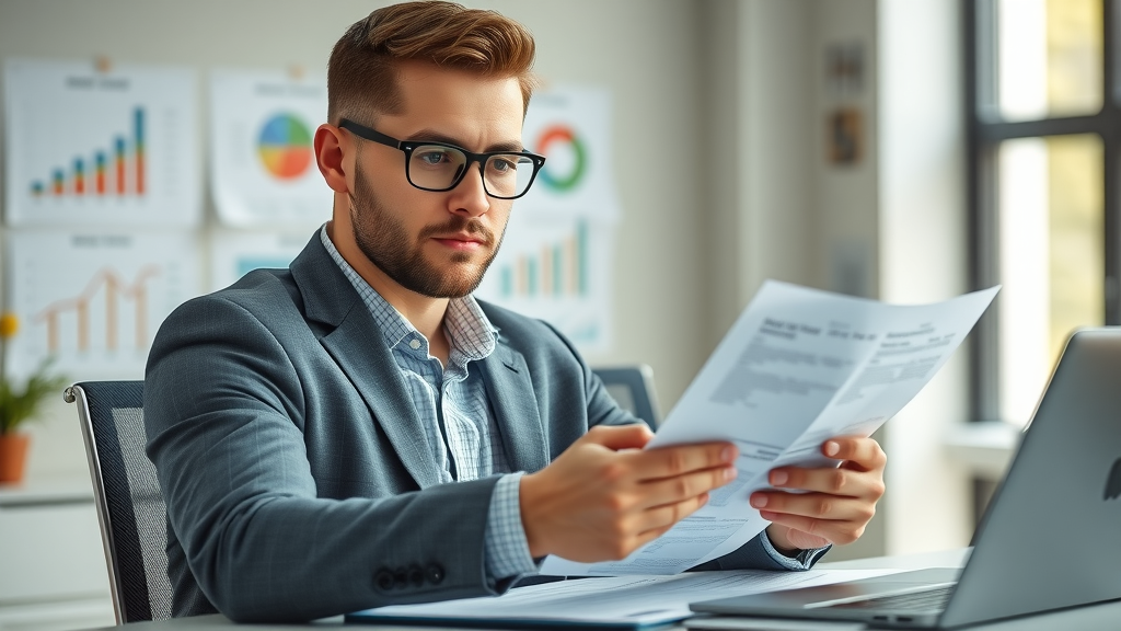 business sale process professional small business owner reviewing sale documents modern office