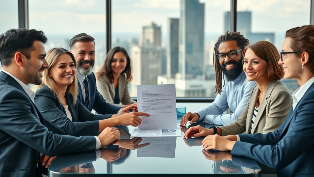 team discussing business deal with business broker, business buyers, business sale