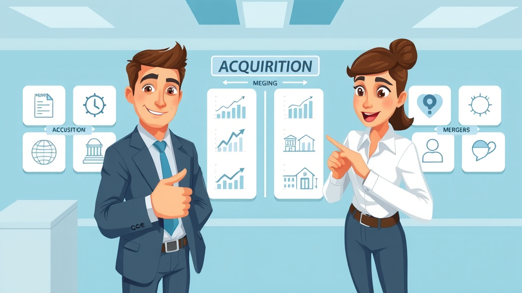 infographic comparing business acquisition and mergers for leadership decisions