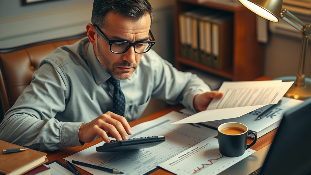 accountant calculating tax liability after sale of a business