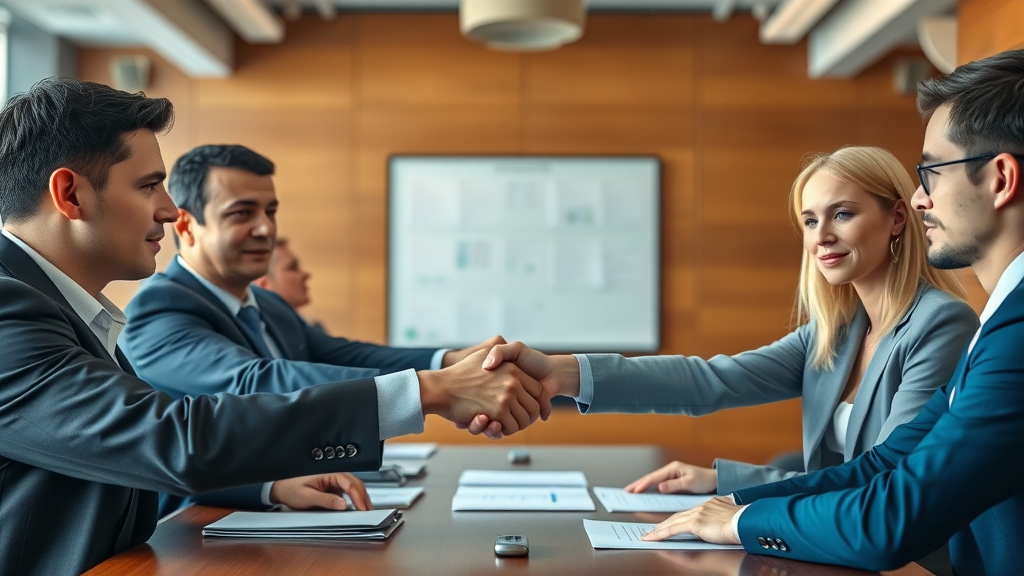 focused lawyers and advisors closing the deal on buying a business