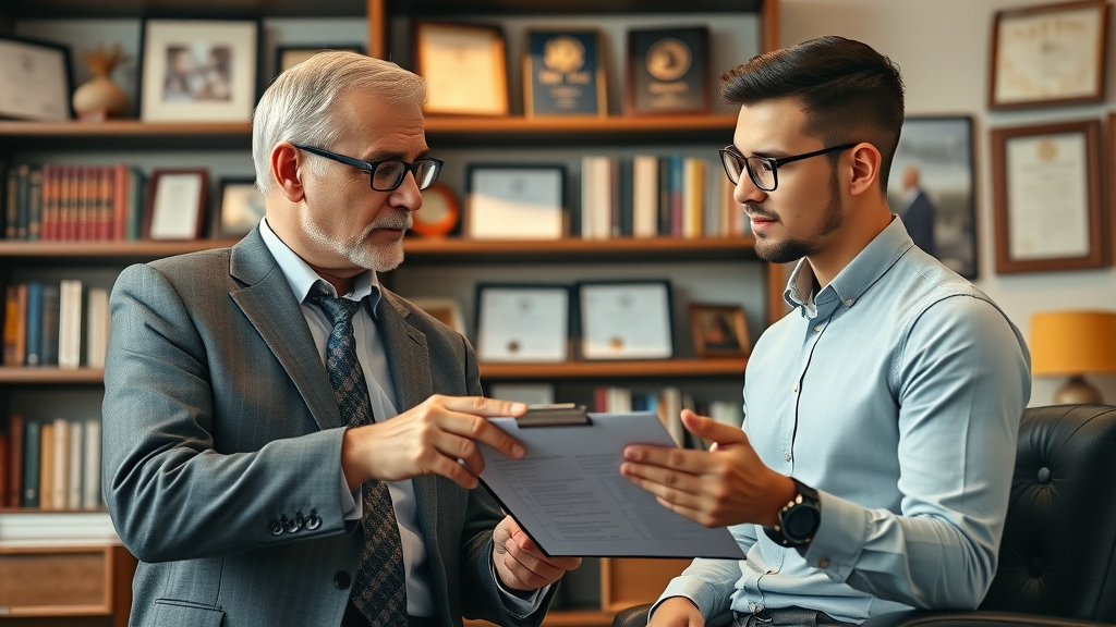 Experienced business owner mentoring entrepreneur on sale checklist
