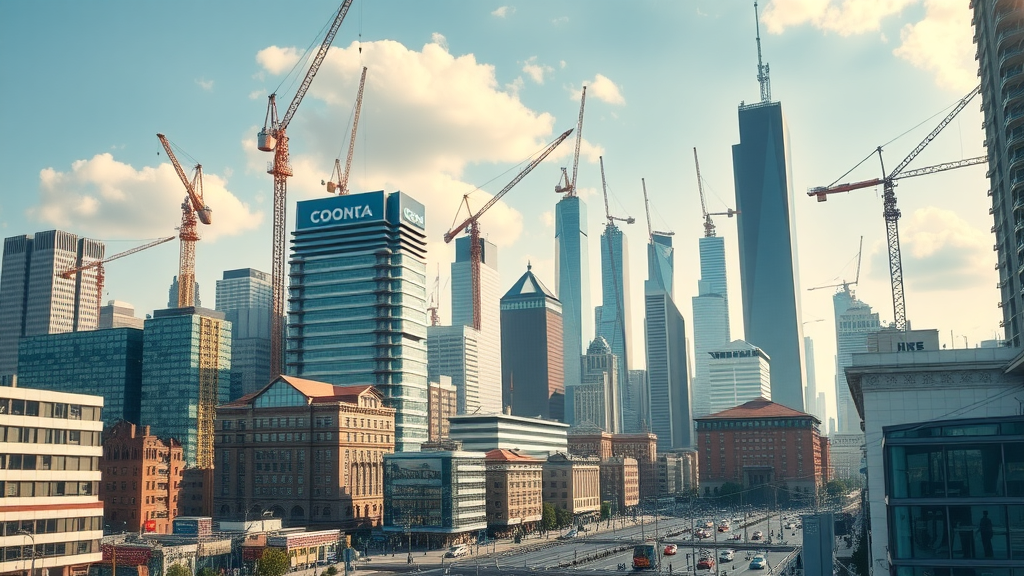dynamic urban skyline busy commercial buildings showcasing growth commercial real estate for business