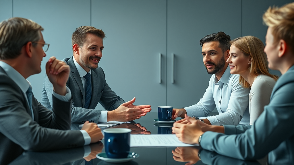 Negotiation meeting between business owner and buyer during selling a business