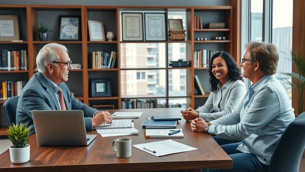 Financial advisor guiding clients through changing jobs or retiring decisions