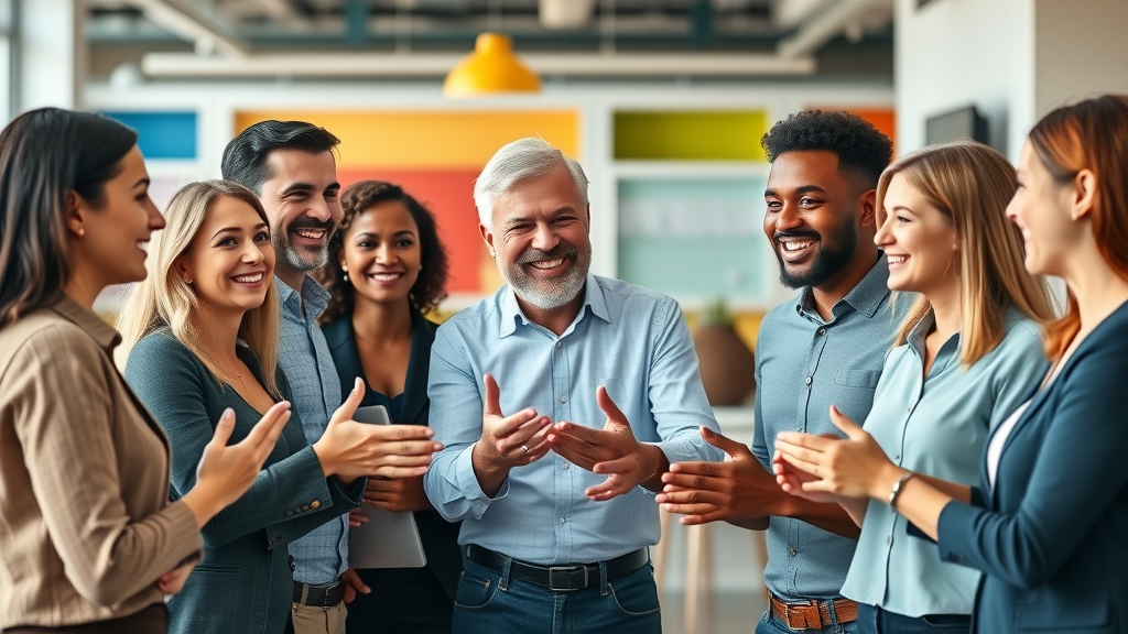 New business owner aligning with diverse existing team for successful small business acquisition