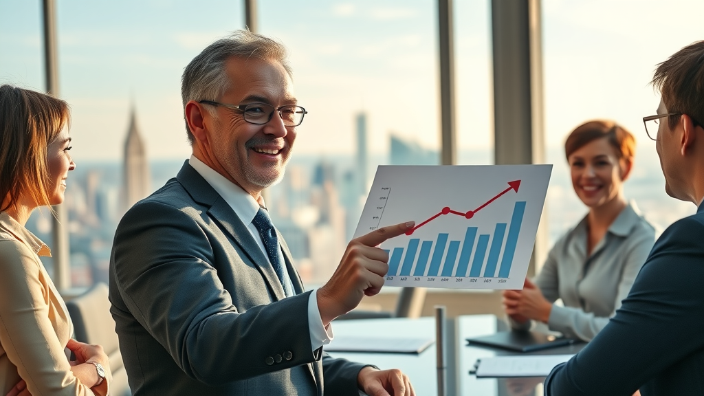 Competitive sales leader running a high-impact strategy session for business sale marketing strategies
