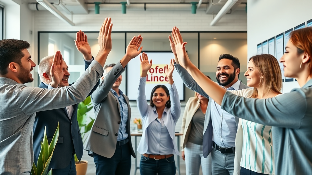 Successful business team celebrating after using business sale checklist