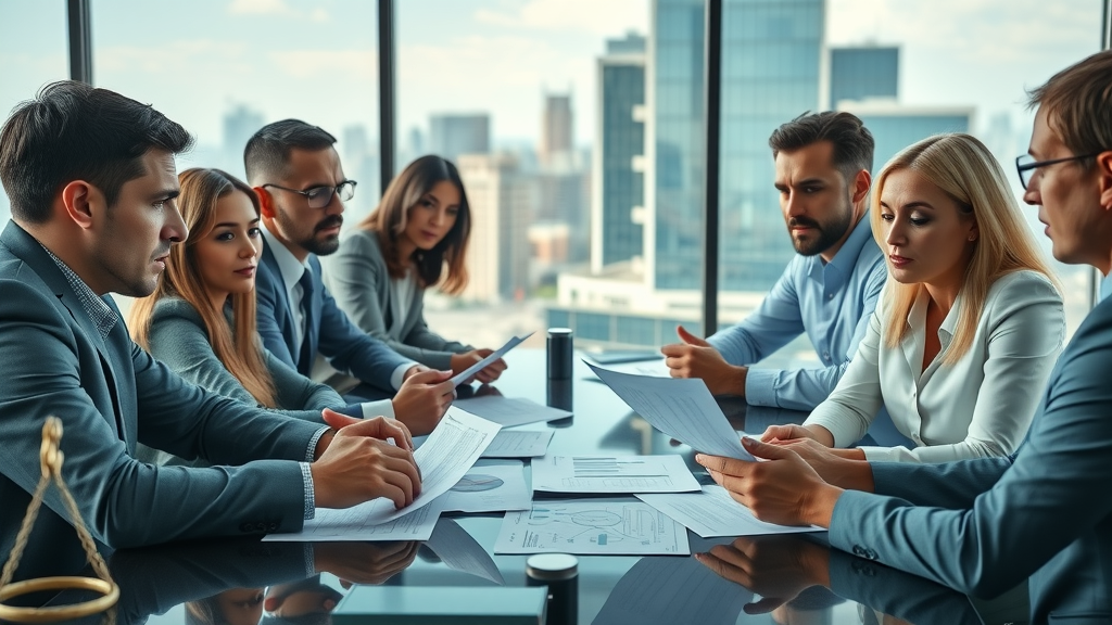 Real estate professionals discussing legal documents related to the NAR settlement