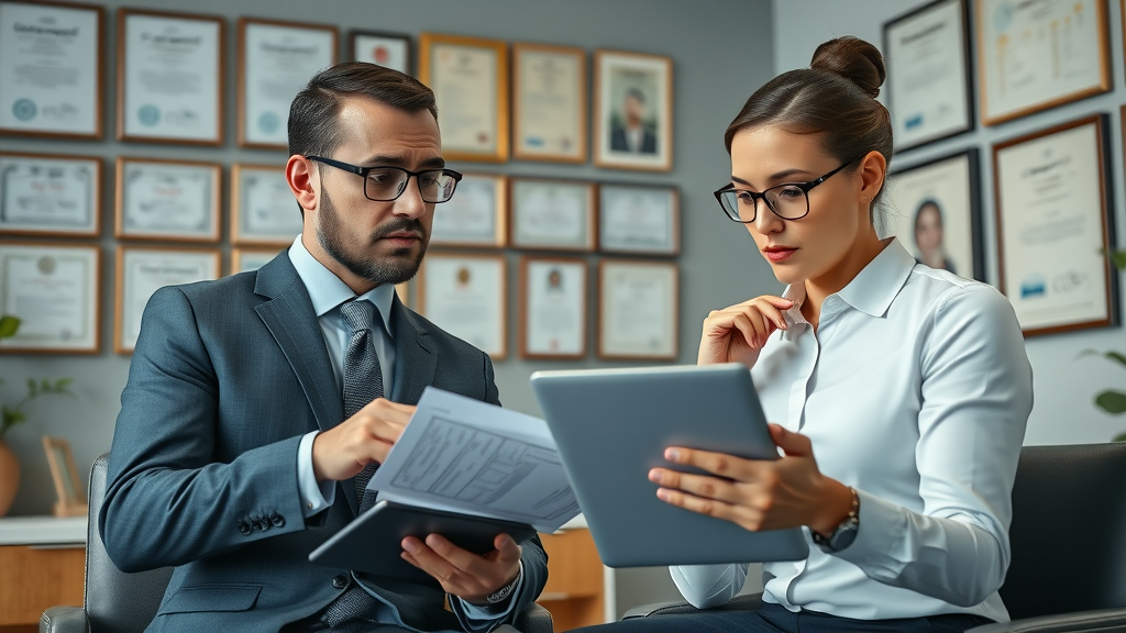 Professional business broker discussing certifications and portfolio, businesses for sale, years of experience, industry expertise, business broker consultation