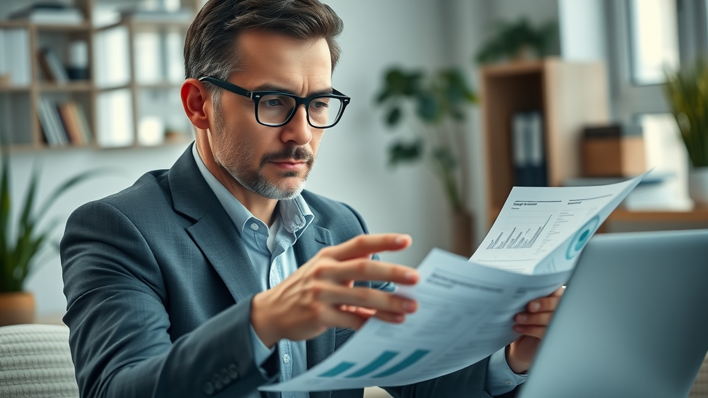 experienced business broker reviewing business sale documents and valuations