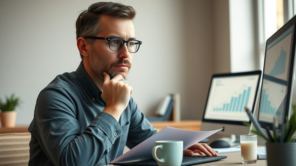 business sale process focused entrepreneur planning sale strategy at home office