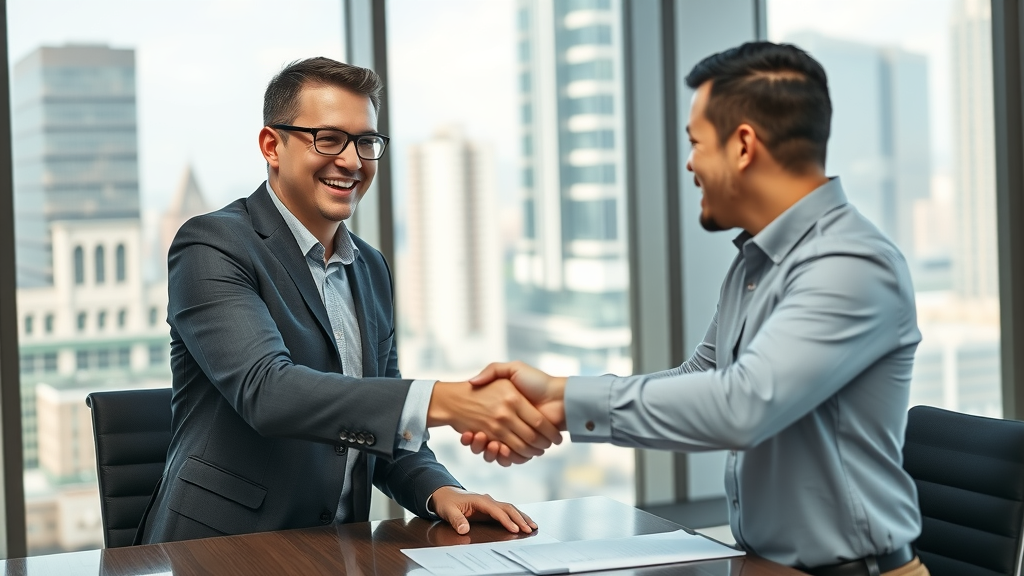 business broker shaking hands with business owner to drive successful business sales
