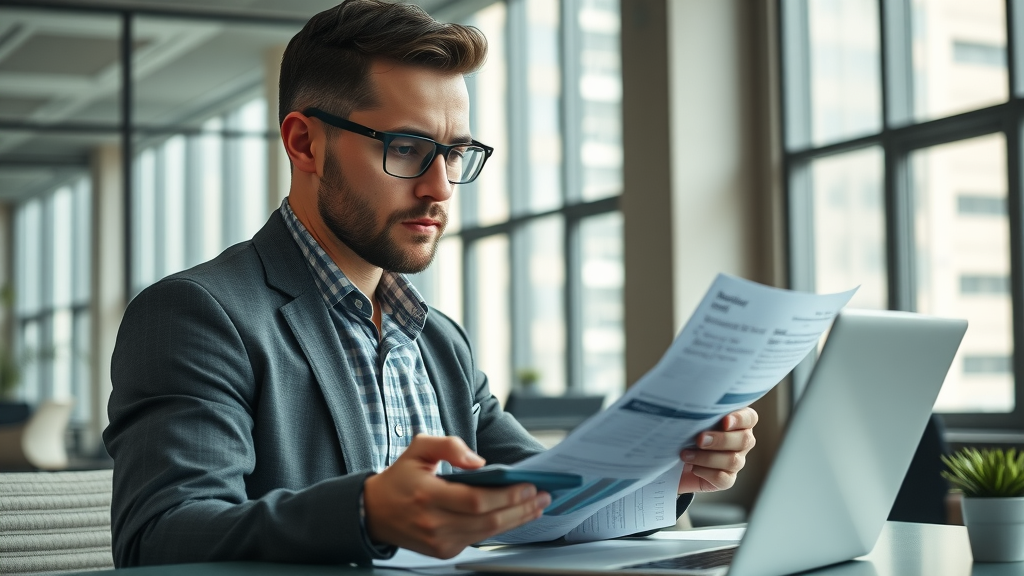 business professional analyzing financial documents startup businesses for sale