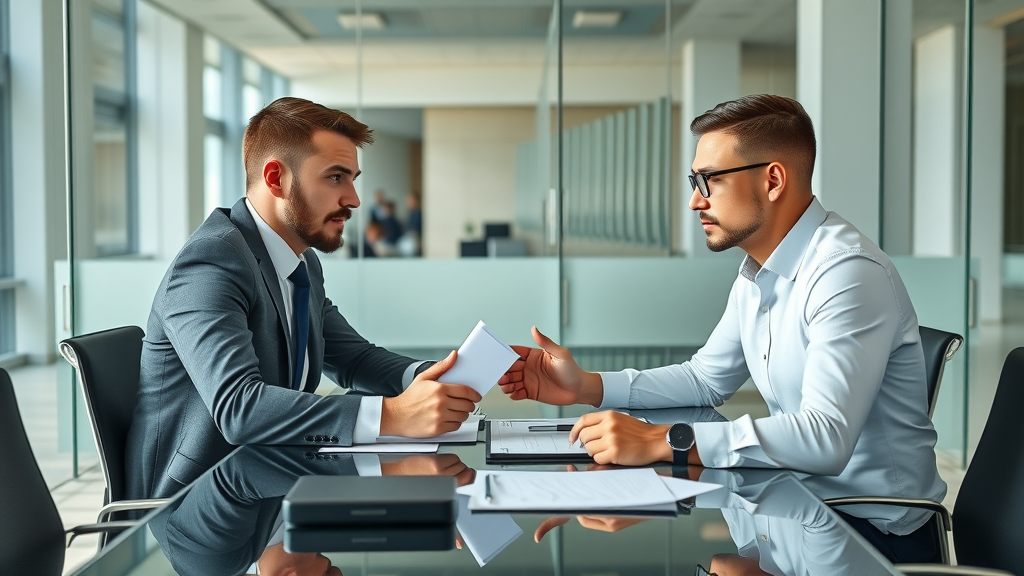 Business buyers and seller negotiating the business sale process and deal terms.