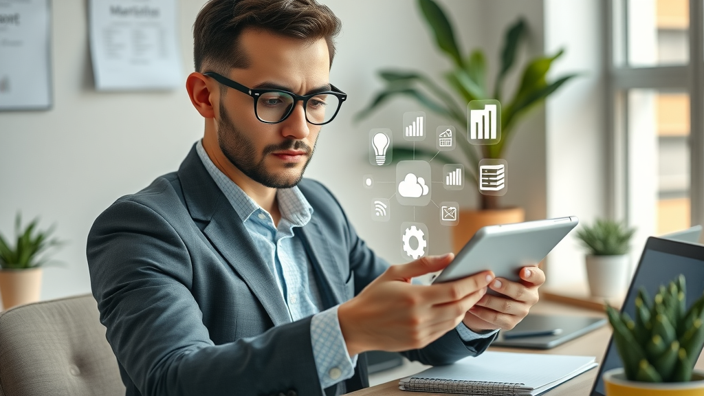Business professional browsing marketing tools for business sale marketing strategies