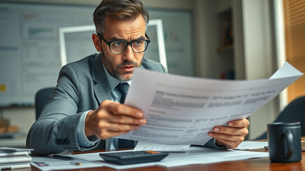 business valuation mistakes frustrated business owner reviewing reports errors