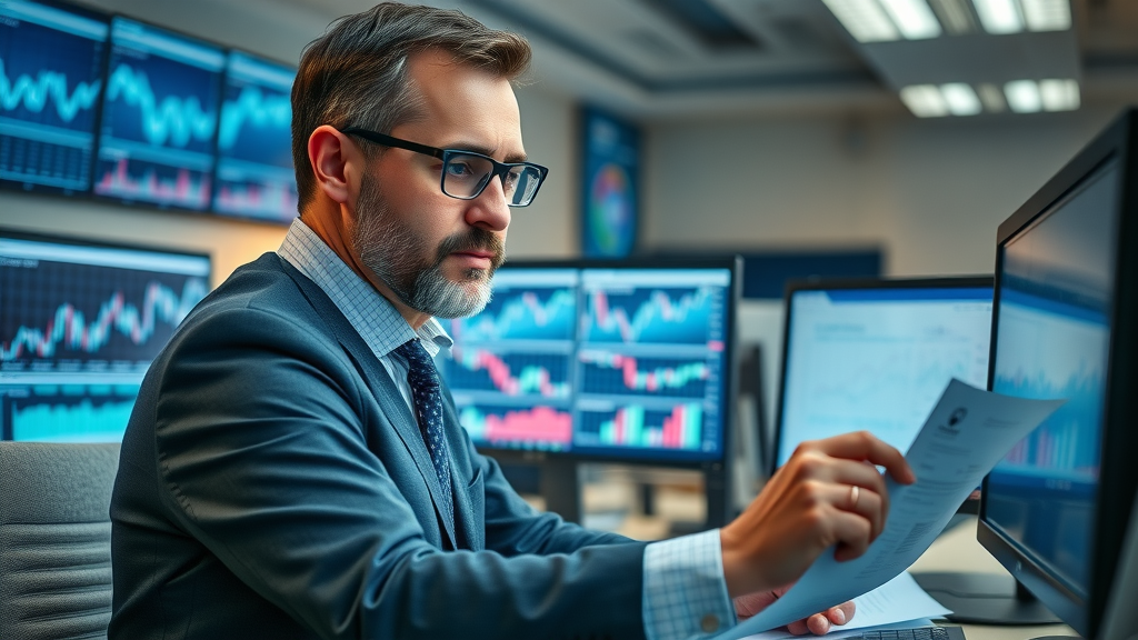 analytical financial advisor reviewing charts for business valuation buying a business