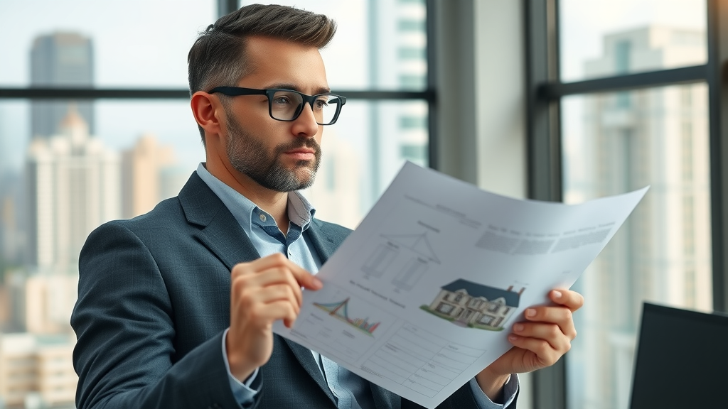 confident business owner reviewing commercial property blueprints commercial real estate for business
