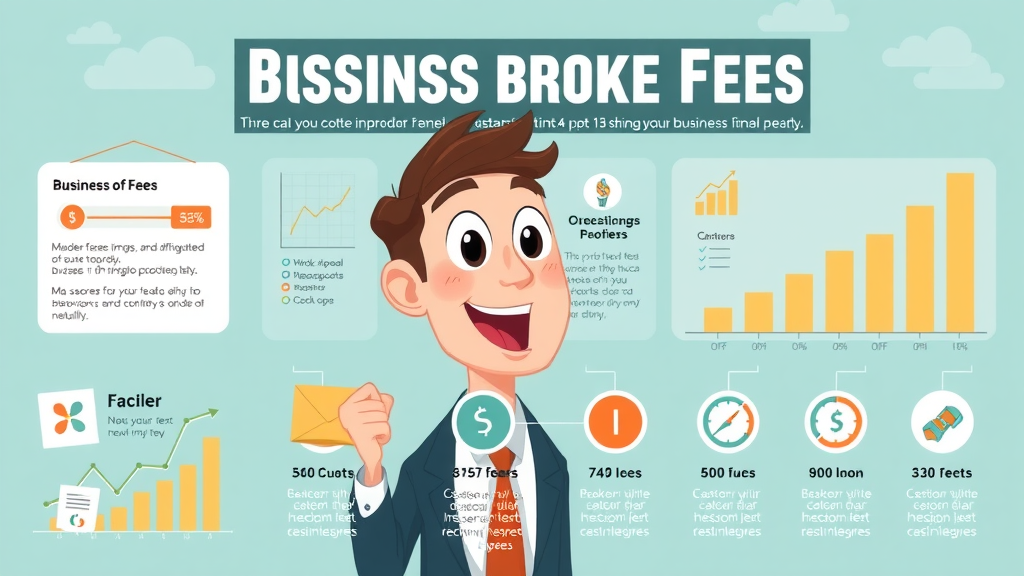 breakdown of business broker fees infographic with fee categories icons and charts