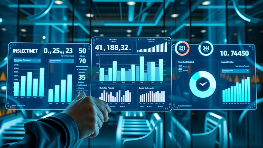 business valuation - digital dashboard displaying valuation metrics, futuristic office with updating charts and graphs