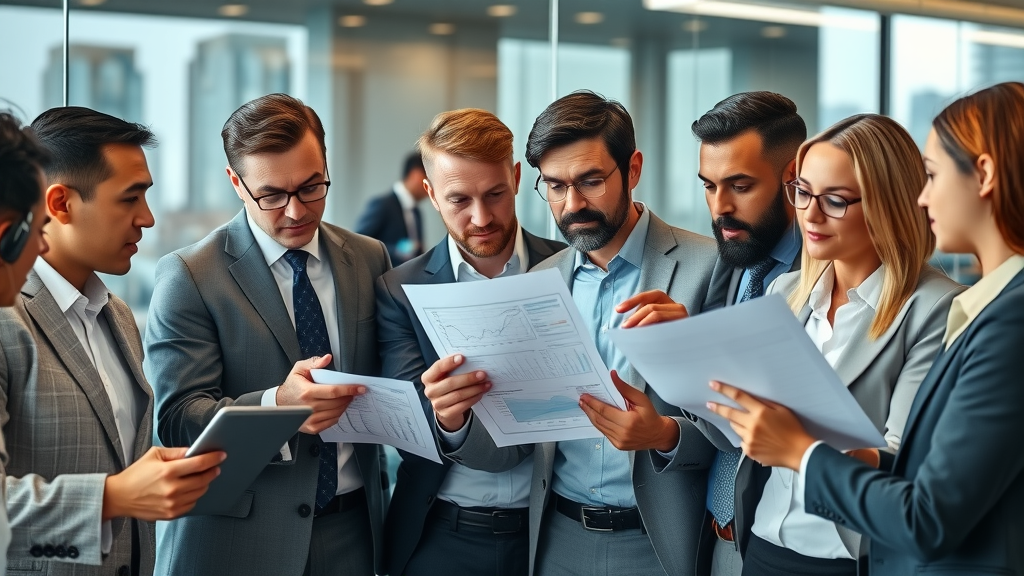 mergers and acquisitions diverse professionals reviewing documents
