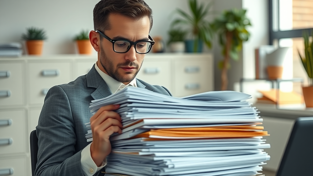 business sale process small business owner organizing financial records tidy office