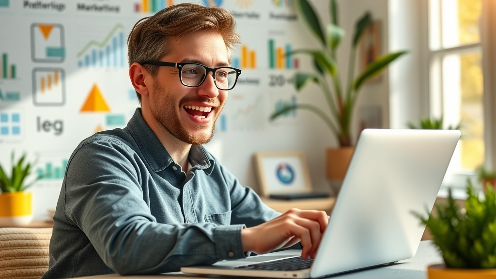 savvy new business owner working on digital marketing strategy for high profit online businesses for sale