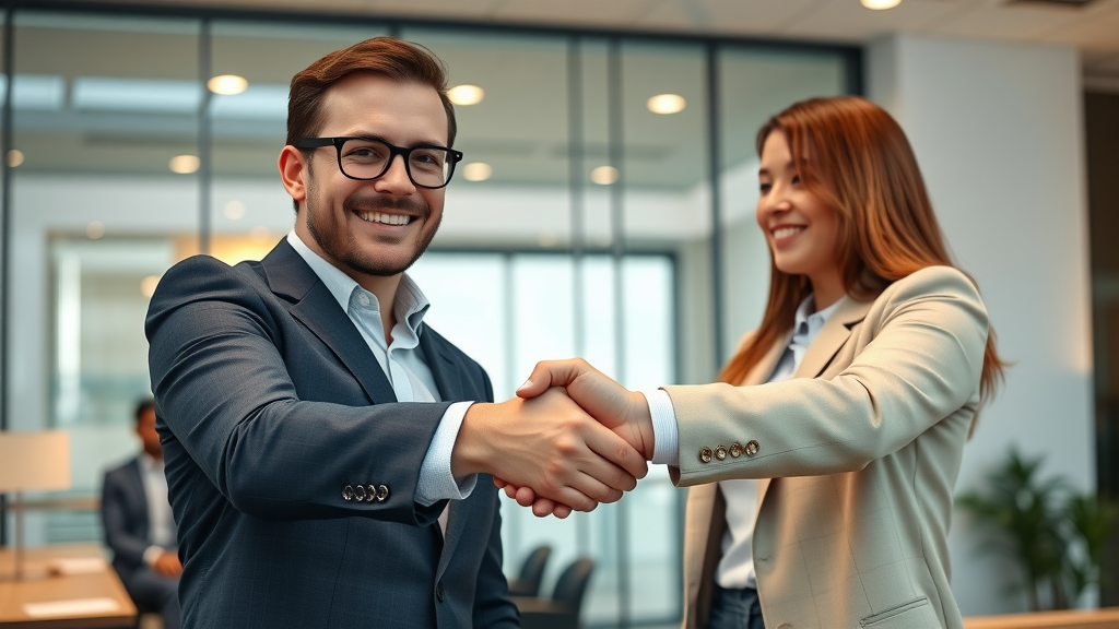 successful business sale and broker commission handshake moment business broker fees