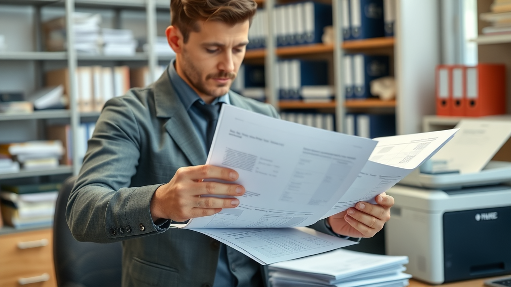 Accountant preparing business sale financial statements for due diligence