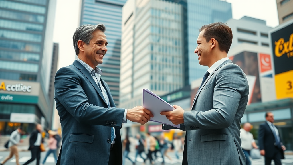 commercial brokerage services cityscape business handshake