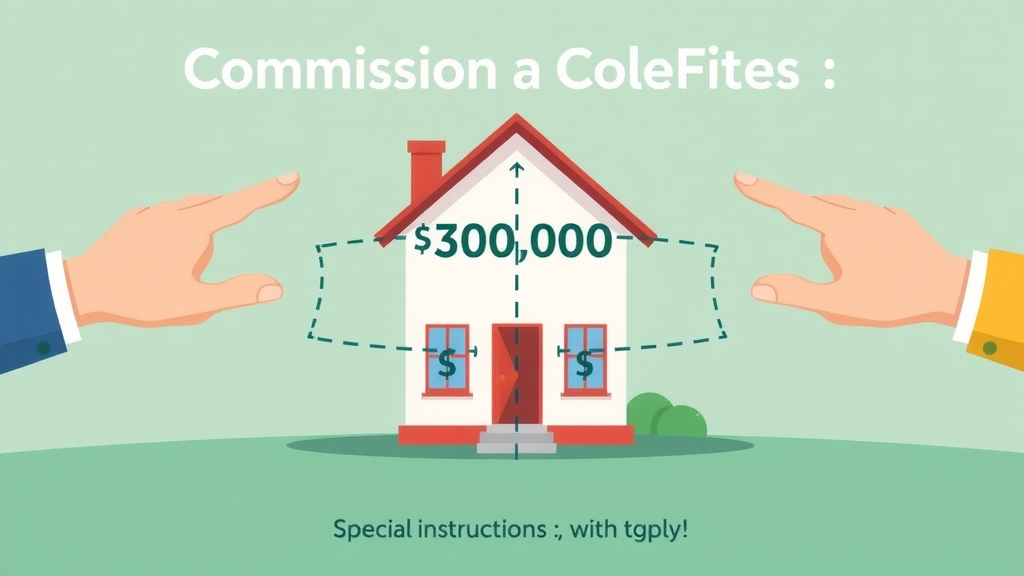 Illustrative graphic showing agent commission breakdown on a $300,000 home sale