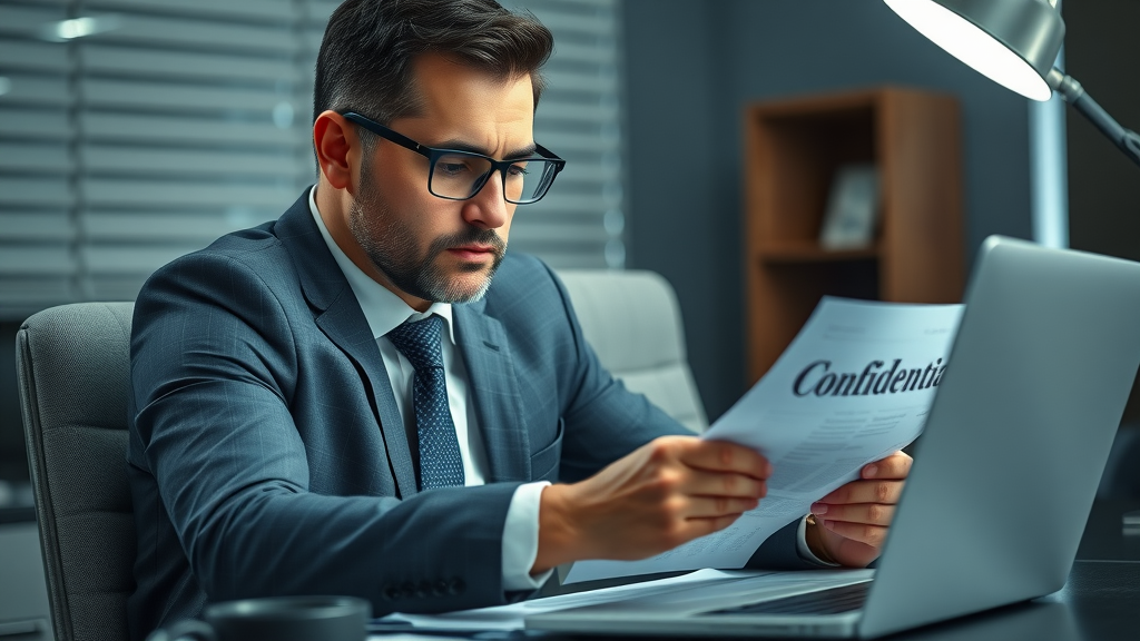 business broker reviewing confidential documents, business brokers