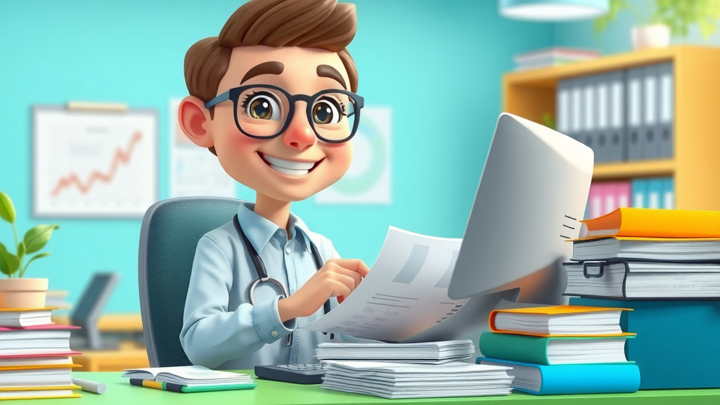 Financial records: Bookkeeper digitizing and organizing business financial statements for sale preparation