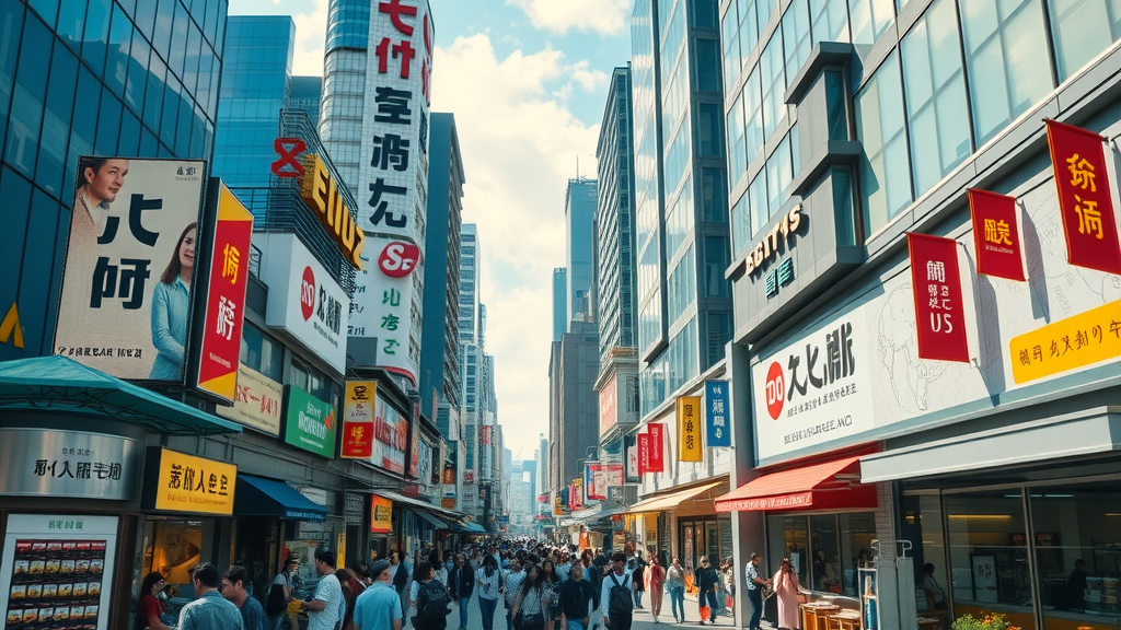 vibrant commercial district high-rise buildings office space retail streets business trends