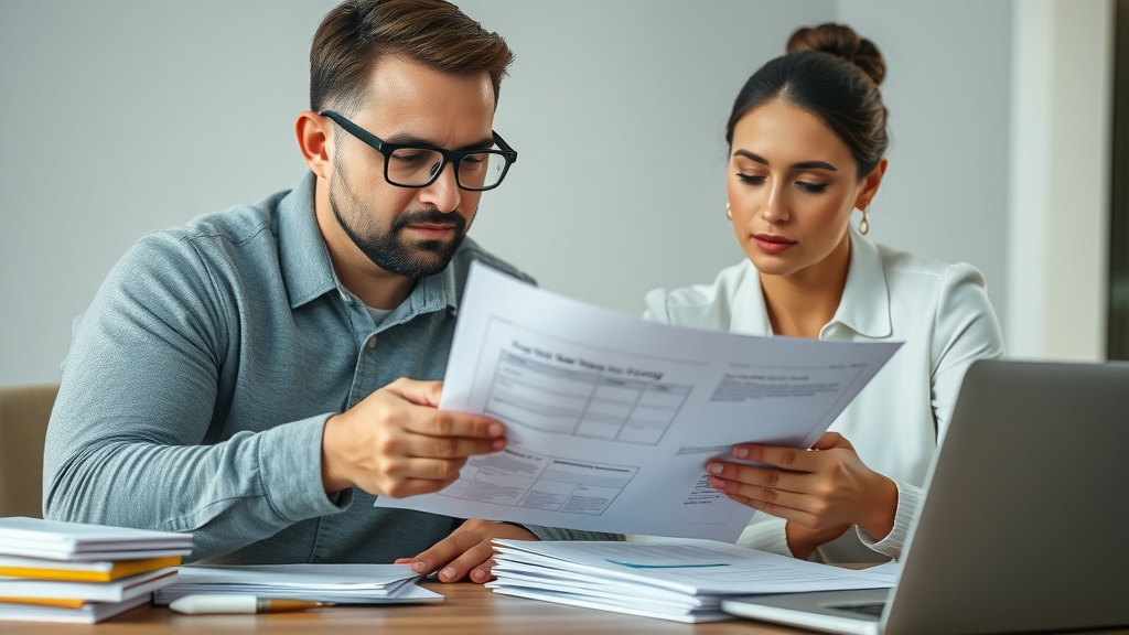 business broker reviewing sale documents with small business owner