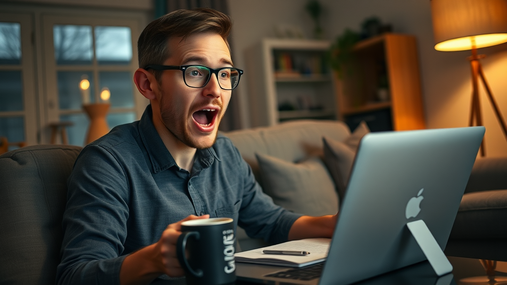 Small business owner working on side hustle business idea at cozy evening workspace