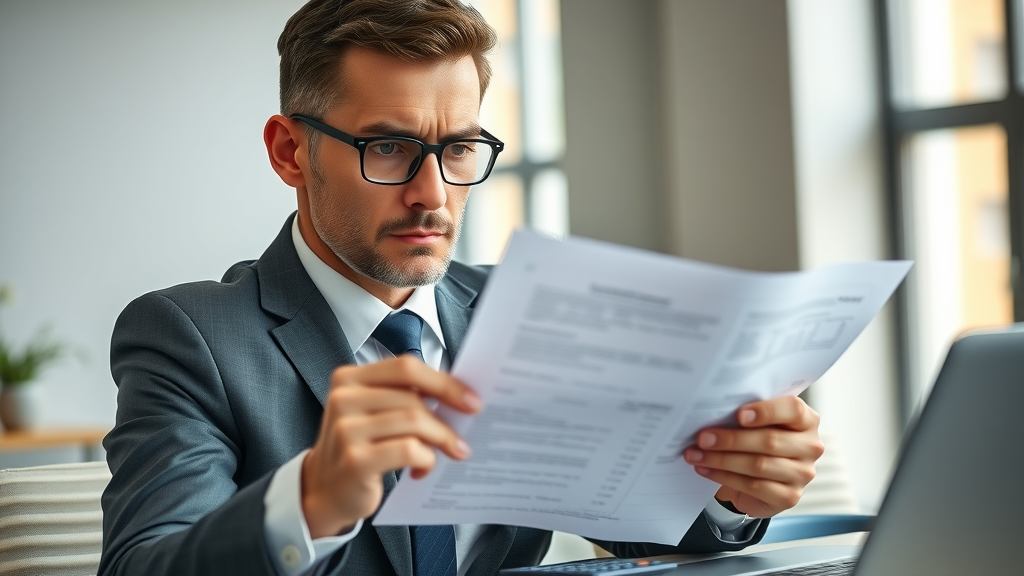 concerned business professional reviewing financial documents - buying a business risk statistics