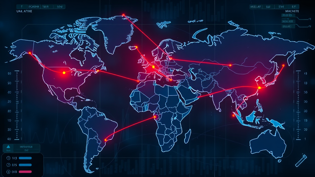 trade war 2025 world map highlighting disrupted trade routes between US, China, EU, global supply chains